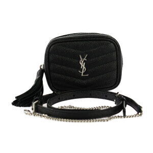 SAINT LAURENT PARIS Baby Lou Pouch Shoulder Bag grained leather chain tassel